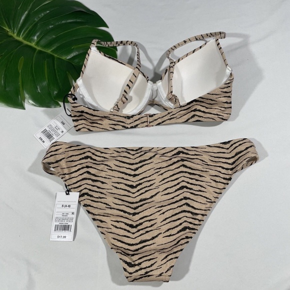 NWT Shade‎ & Shore [ 32B ] Bikini Top + Cheeky Bottom [ Small ] Animal Lurex - Picture 8 of 12